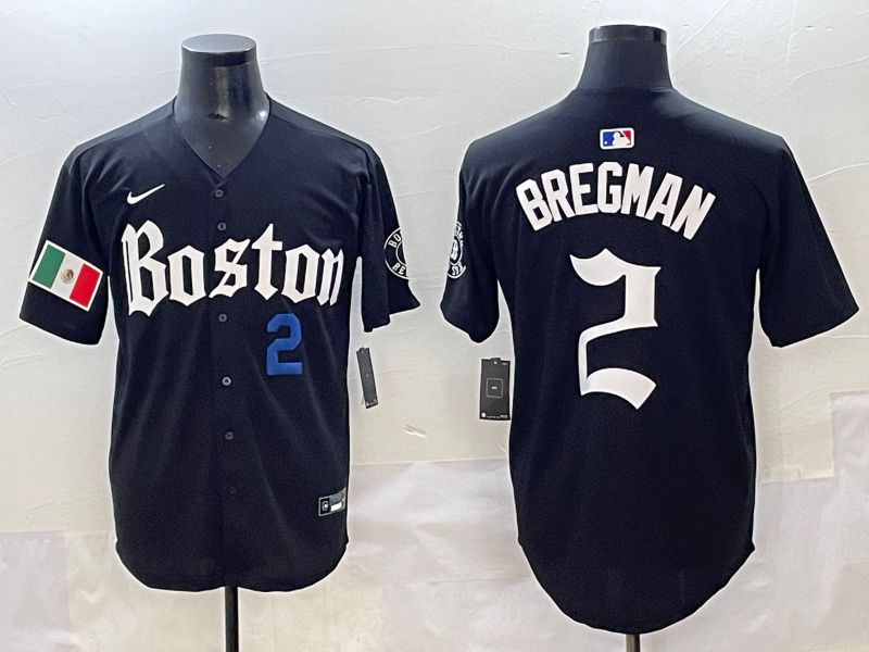 Men 2025 Boston Red Sox 2 Bregman Black Five generations Joint Name Nike MLB Jersey style 28